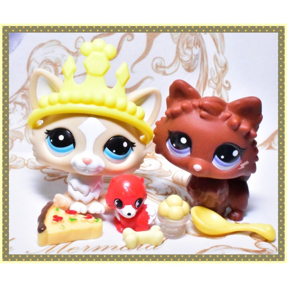 Authentic Littlest Pet Shop LPS G7 Pomeranian #60 Corgi #12 Tiara Puppy Dog Set
